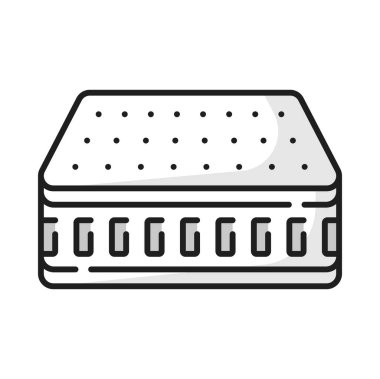 Hafıza köpüğü yatak, ortopedik özellikler çizgisi simgesi ile yatak. Vector yatak solunabilir paspas, iyi uyumak için katmanlı yatak.