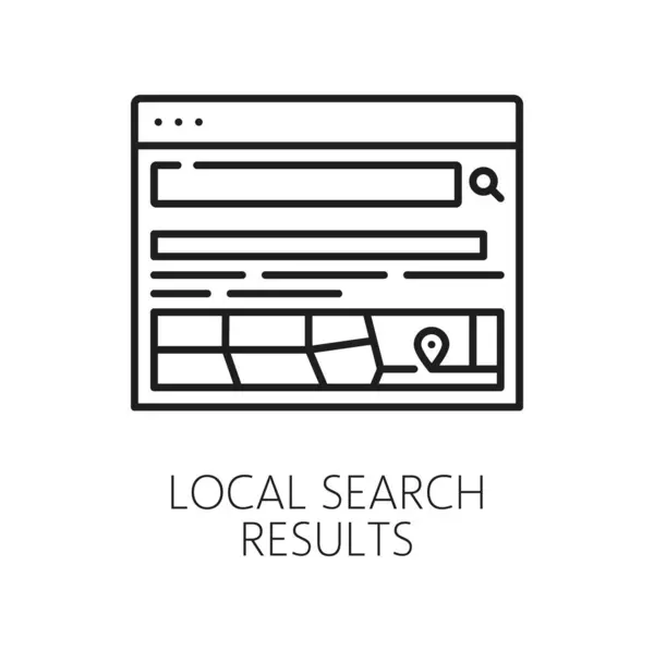 Resultados Pesquisa Local Ícone Serp Página Resultados Motor Busca Web — Vetor de Stock