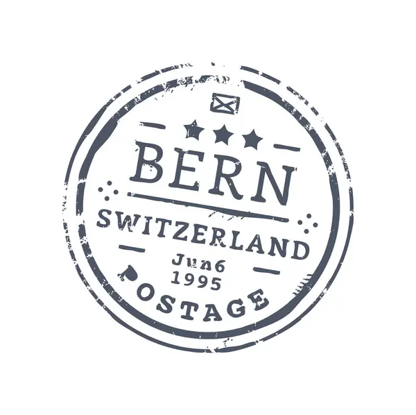 Bern Switzerland Passport Travel Airport Stamp Immigration Office Border Control — Stock Vector