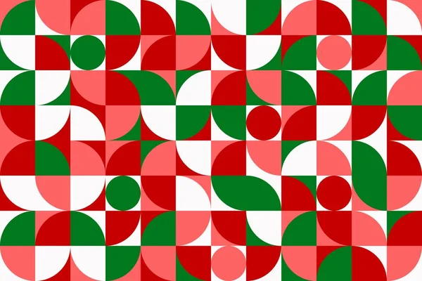 Noel Modern Skandinav Geometrik Şablonu Vektör Arkaplan Kırmızı Yeşil Soyut — Stok Vektör