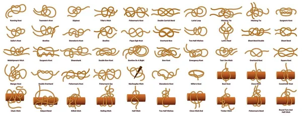 Sailing Ship Rope Knots Nautical Sailor Tie Bow Vector Marine — Stock Vector