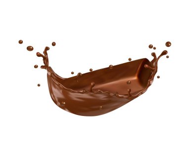 Çukulata parçacıklı çikolata ya da tatlı şekerleme, gerçekçi izole edilmiş vektör. Sütlü çikolata akışındaki çikolata çubuğu ürün paketi arka planı için makro kapanışa damla sıçrıyor