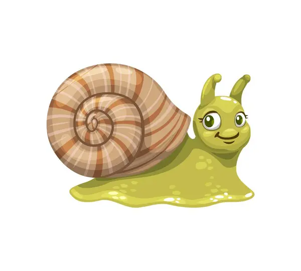 Cartoon Snail Character Isolated Vector Funny Cochlea Slug Garden Insect — Stock Vector