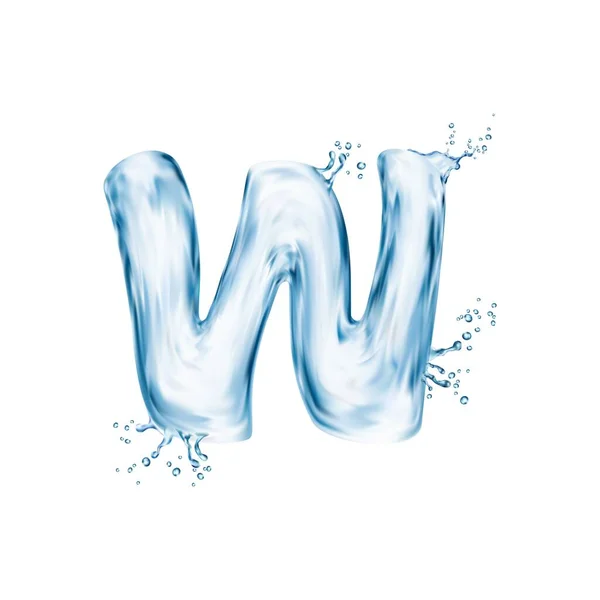 Realistische Wasserschrift Buchstabe Flow Splash Type Flüssige Aqua Schrift Transparentes — Stockvektor