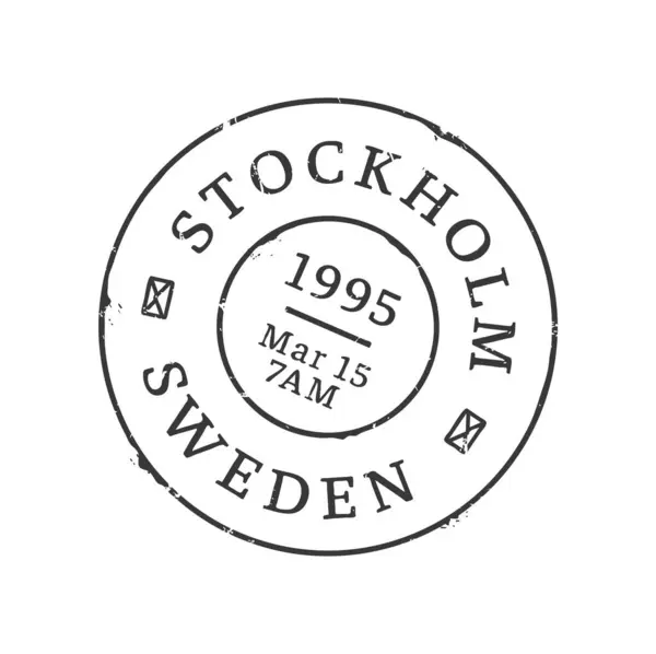 Stockholm Postage Postal Stamp Postcard Letter Envelope Parcel Departure Country — Stock Vector