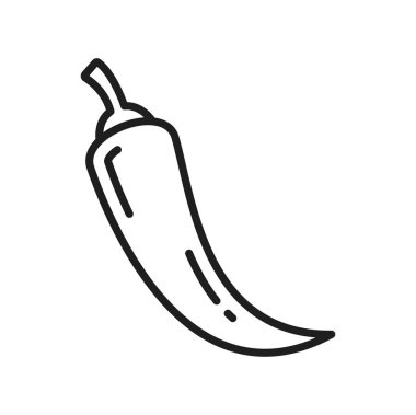 Cayenne uzun biberi izole edilmiş baharatlı kırmızı biber çizgisi ikonu. Vektör Nahuatl chilli, Tayland biberi veya Afrika kuş gözü. Uzun kırmızı biber, baharatlı vejetaryen yemeği.