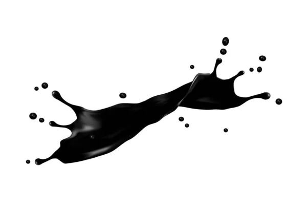 Black Oil Wave Splash Liquid Ink Flow Swirl Petrol Isolated — Stock Vector