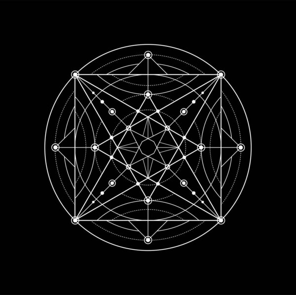 Sacred geometry, myth spiritual pentagram or symbol. Meditation esoteric tattoo. Yoga, religion spirituality mystic line pattern, illuminati mystery outline vector ornament, mason geometric sign