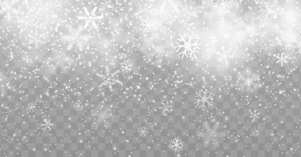 stock vector Winter snow fall overlay effect, Christmas holiday snowfall background, snowflakes. Winter holiday season, Happy New Year and Merry Christmas celebration vector background with snowstorm snowflakes