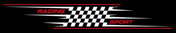 Rennsport Oder Motorsport Emblem Rallye Aufkleber Mit Karierter Flagge Vector — Stockvektor