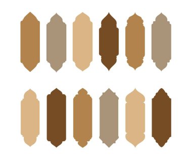 İslami kapı ve pencere, Müslüman cami kemerlerinin siluetlerini, vektör simgelerini şekillendiriyor. Müslüman bayramı Ramazan Kareem ve Kurban Bayramı için İslam ve Arap doğu mimarisi şekilleniyor