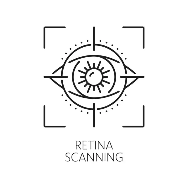 Retina Scansione Identificazione Biometrica Riconoscimento Verifica Icona Segno Lineare Vettoriale — Vettoriale Stock