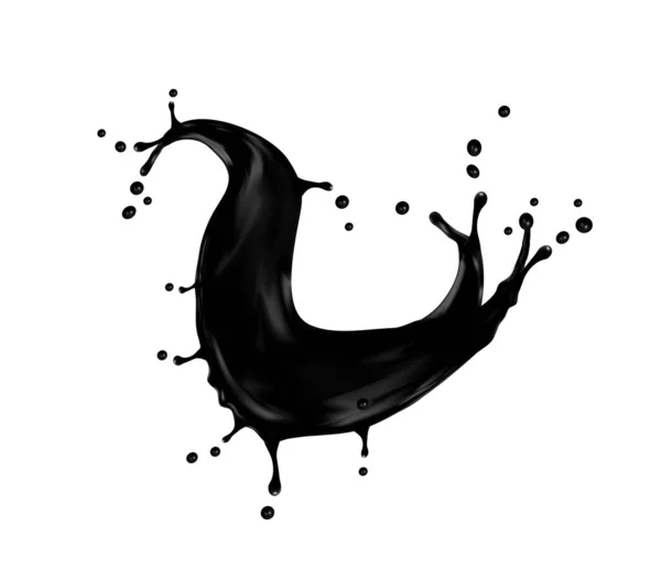 Black Oil Splash Petrol Flow Liquid Ink Swirl Paint Drops — Stock Vector