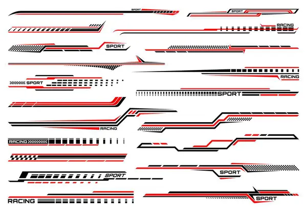Red Race Sport Car Stripe Stickers Racing Line Decals Speed — Stock Vector