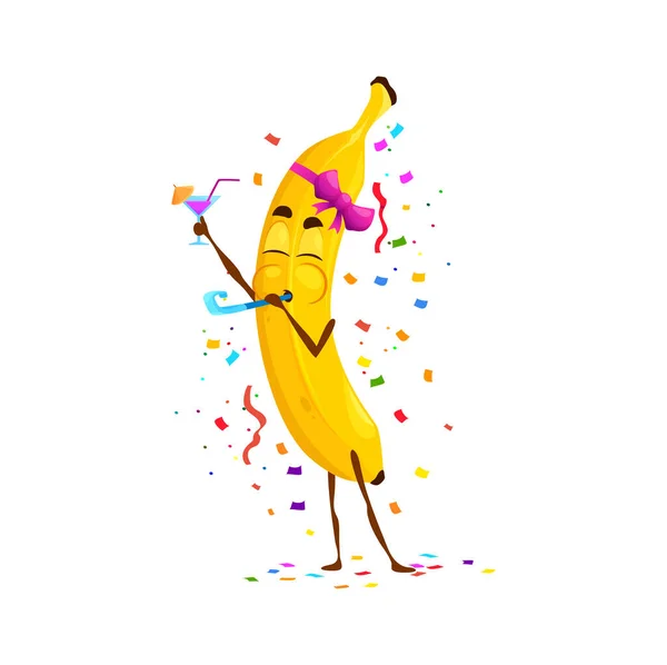 Personaje Fruta Plátano Alegre Dibujos Animados Fiesta Cumpleaños Celebración Vacaciones — Archivo Imágenes Vectoriales