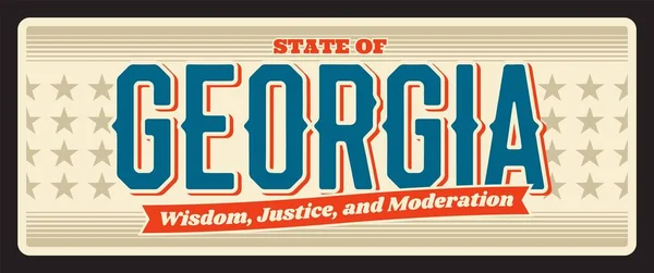 Georgia Vintage Reisbord Retro Signboard Toeristische Oriëntatieplaat Vectorteken Voor Reisbestemming — Stockvector