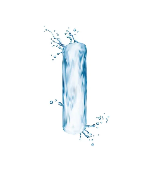 現実的な水フォントレターI フロースプラッシュタイプ 液体アクアタイプフェイス 透明なぬれた英語のアルファベット 隔離された3Dベクター液体の流れは流動性および本物の水生麻酔の本質を捕獲します — ストックベクタ