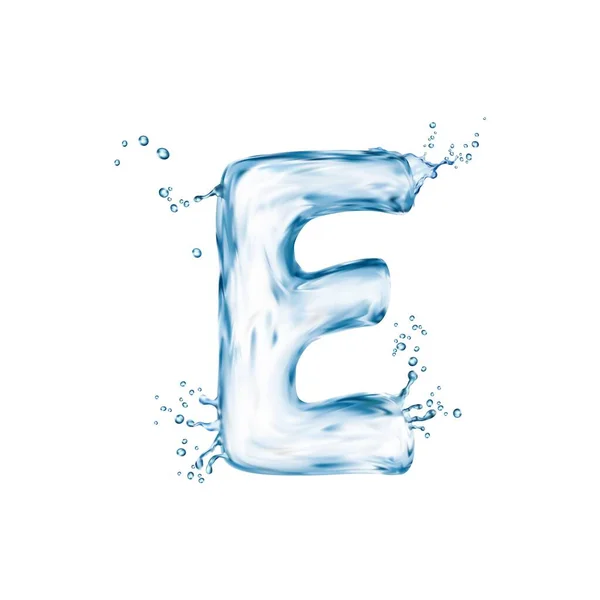 Realistic Letter Water Font Flow Splash Type Liquid Aqua Typeface — Stock Vector