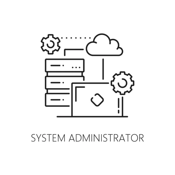 System Administrator Specialist Icon Server Data Cloud Computer Network Line — Stock Vector