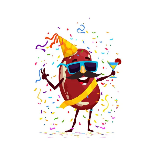 Personaje Frijol Rojo Dibujos Animados Vacaciones Cumpleaños Vector Aislado Alegre — Archivo Imágenes Vectoriales