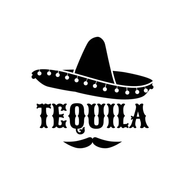 Meksykańskie Sombrero Tequila Kuchnia Meksykańska Latynoski Drink Bar Wektor Ikona — Wektor stockowy
