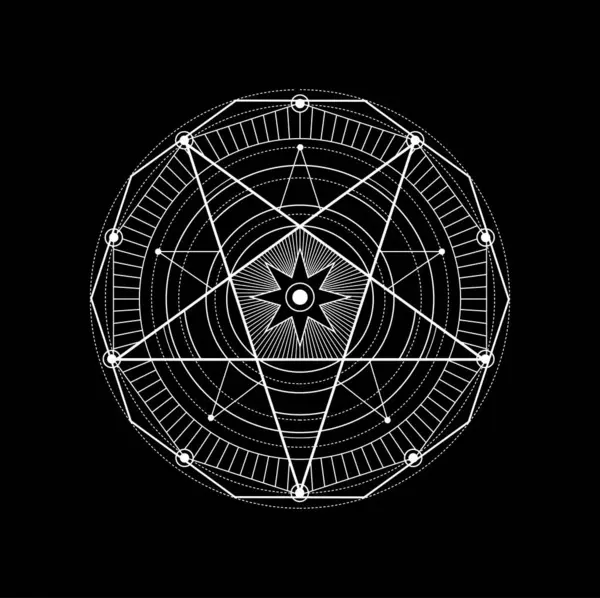 Geometria Sagrada Alquimia Tatuagem Espiritual Meditação Religião Símbolo Esotérico Espiritualidade — Vetor de Stock