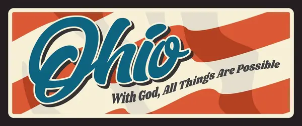 Ohio États Unis Plaque Voyage Rétro État Plaque Repère Touristique — Image vectorielle