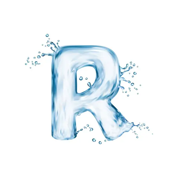 Realistisch Waterlettertype Letter Flow Splash Type Vloeibaar Aqua Lettertype Transparant — Stockvector