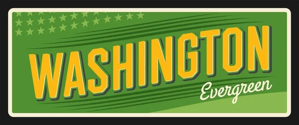 Panneau Vintage État Des États Unis Feuilles Persistantes Washington Capitale — Image vectorielle