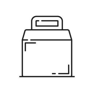 Kağıt beslenme çantası, yiyecek konteynırı karton paket taslak taslak ikonu. Vektör paket servisi fast food konteynır modeli, paket servis şablonu