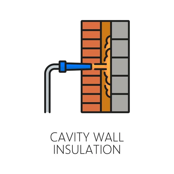 Cavity Wall Thermal Insulation Icon Home Facade Thermal Isolation Technology — Stock Vector