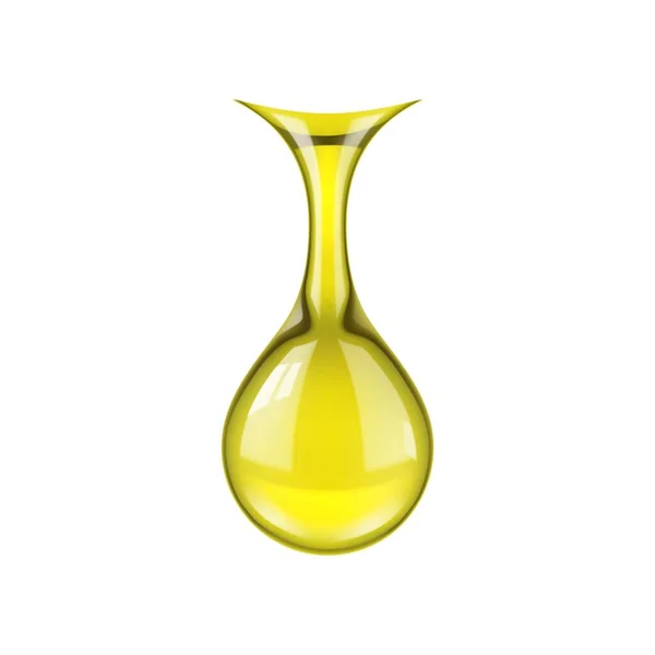Realistische Olijfolie Druppel Druipend Geïsoleerde Vector Van Gouden Vloeibare Essentie — Stockvector