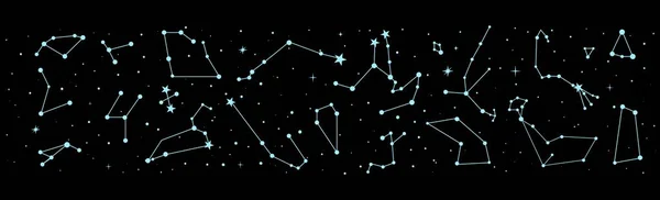 Night Sky Map Star Constellation Border Mystic Astrology Magic Astronomy — Stock Vector