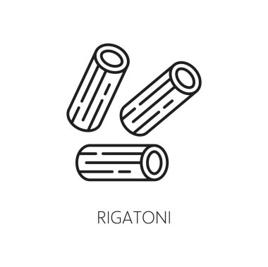 Çiğ İtalyan Rigatoni makarnası ince çizgi ikonunu izole etti. Vektör rigatoni yemeği, İtalyan mutfağının sağlıklı doğal gıdası, rigatone marinara.