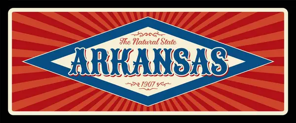 Plaque Rétro État Arkansas Enseigne Américaine Vieux Chant Route Enseigne — Image vectorielle