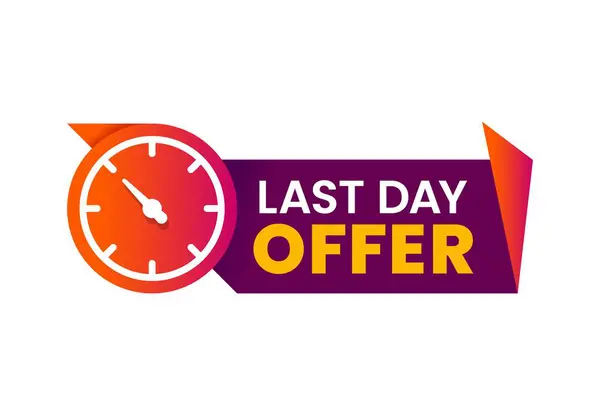 Last Day Offer Countdown Sale Icon Banner Hurry Badge Isolated — Stock Vector
