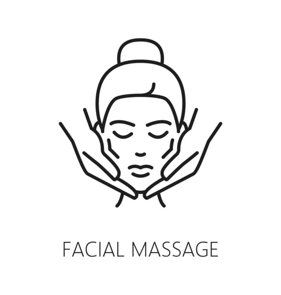 Icona Massaggio Facciale Cura Del Viso Trattamento Cosmetologico Cosmetico Cura — Vettoriale Stock