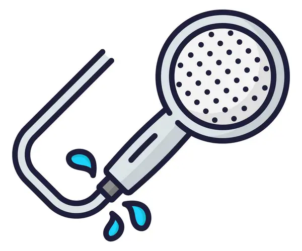 Plumbing Service Color Icon Bathroom Shower Head Leakage Repair Plumber — Stock Vector