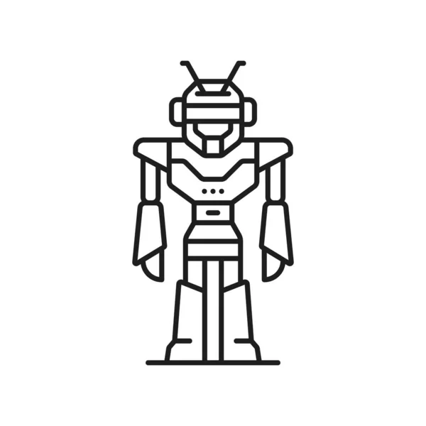 Alien Futuristic Robot Line Outline Icon Chatbot Vintage Robot Symbol — Stock Vector