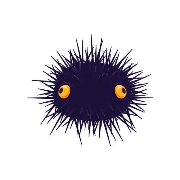 Cartoon Sea Urchin Character Sea Wildlife Ocean Bottom Wild Animal — Stock Vector