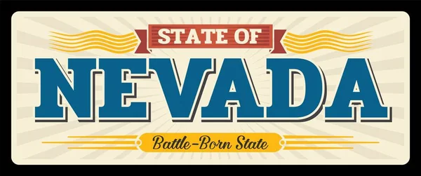 Usa Nevada Vektor Zeichen Retro Reiseschild Amerikanische Staatsreise Und Touristenziel — Stockvektor