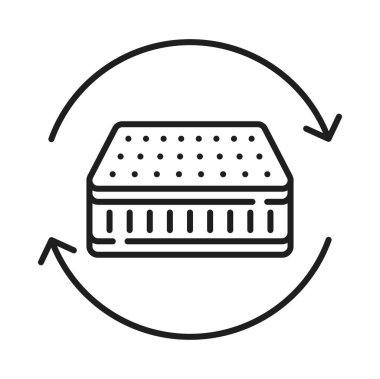 İki taraflı yatak hattı simgesi. Ortopedi işaretinin tarafını değiştir. Nefes alınabilir uyku yatağı sembolü, ince çizgi ana hatları ikonu, oklar nasıl değiştirilir