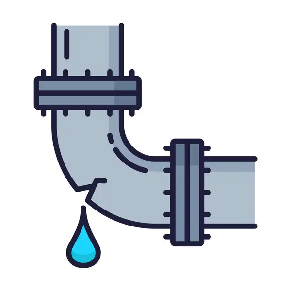 Barevná Ikona Instalatérského Servisu Únik Vodovodních Trubek Oprava Poškozeného Potrubí — Stockový vektor