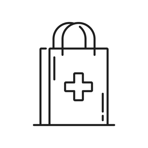 Icono Línea Bolsa Farmacia Medicamentos Orden Paquete Tratamientos Médicos Contorno — Archivo Imágenes Vectoriales