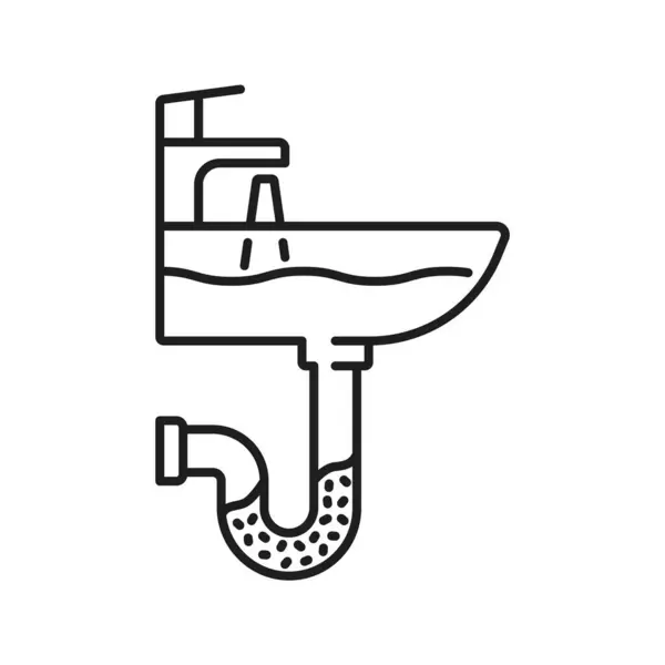 Ikona Instalatérských Služeb Ucpaným Umyvadlem Odpojení Kanalizace Upevnění Vodovodního Potrubí — Stockový vektor