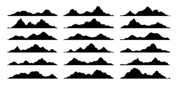 Montanha Negra Morro Silhuetas Rochosas Formas Paisagem Rochosas Faixa Vetorial — Vetor de Stock