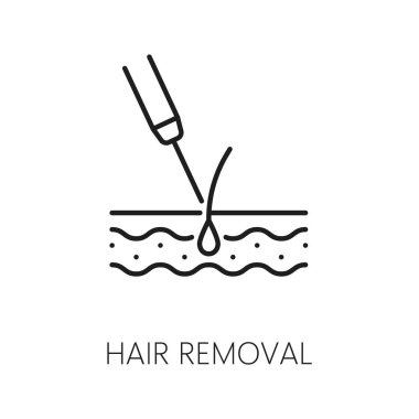 Yüz kıllarını aldırma, cilt kozmetolojisi ve mezoterapi çizgisi ikonu. Kadın güzelliği, cilt estetiği, cilt bakımı ve kozmatoloji yüz bakımı. Şırınga ve saç foliküllü vektör sembolü.