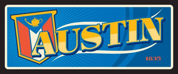 Austin Etats Unis Autocollant Voyage Plaque Métallique Bannière Des États — Image vectorielle