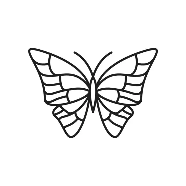 Butterfly Line Icon Tattoo Decoration Art Vector Outline Sketch Silhouette — Stock Vector