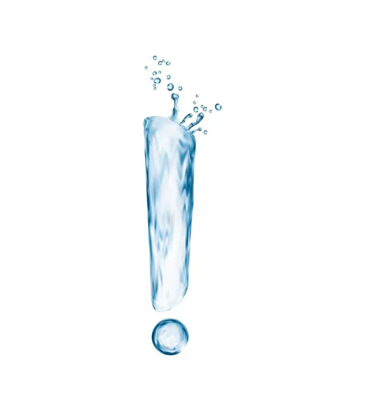 Liquid Water Exclamation Mark Featuring Dynamic Splash Bubbles Transparent Type — Stock Vector